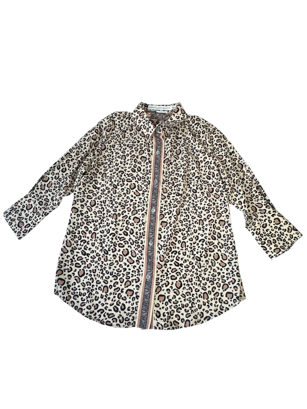 Gretchen Scott Women's Size Medium Leopard Print Button Up Shirt